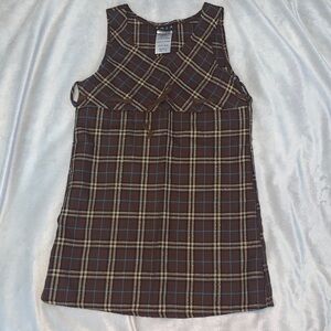 RMLA Brown tan blue Plaid tartan Y2K shift Dress jumper size 5